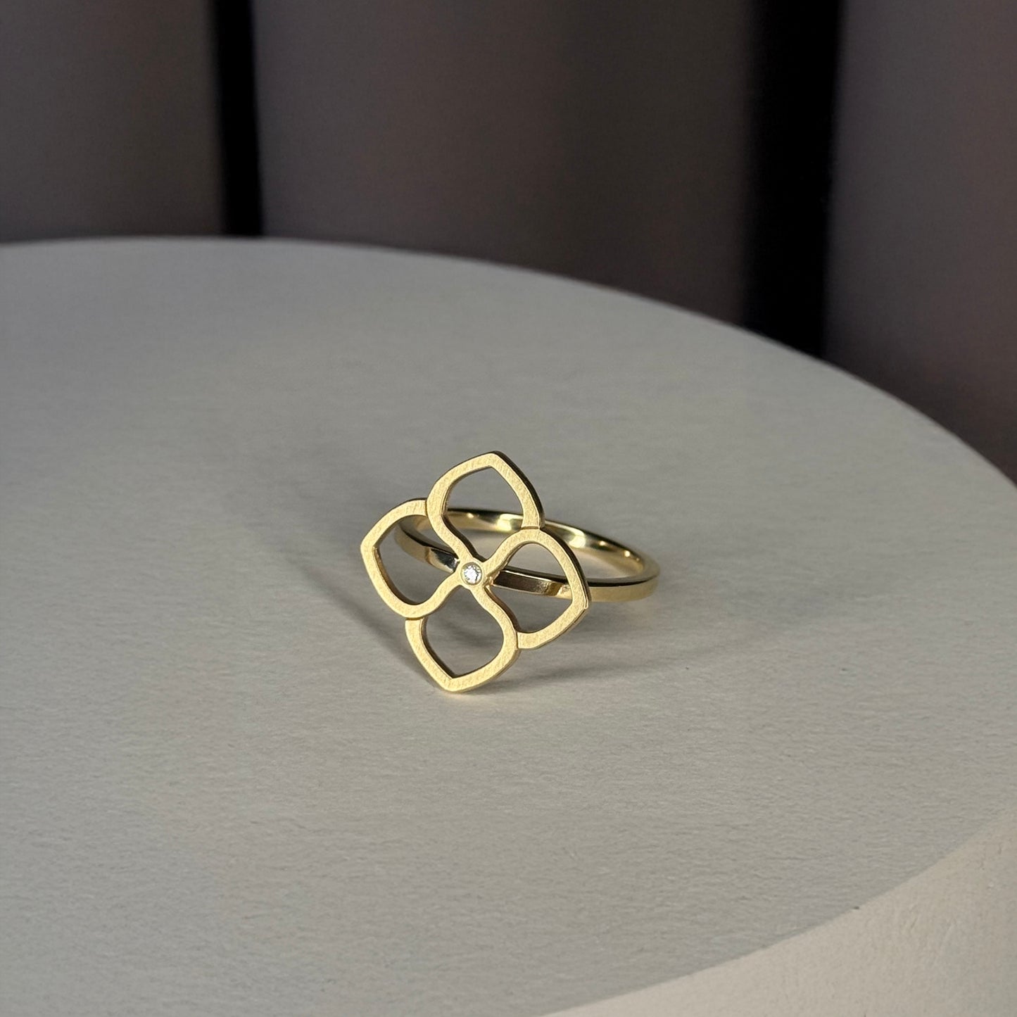 Diamond Petals of Time Hydrangea Echo Ring