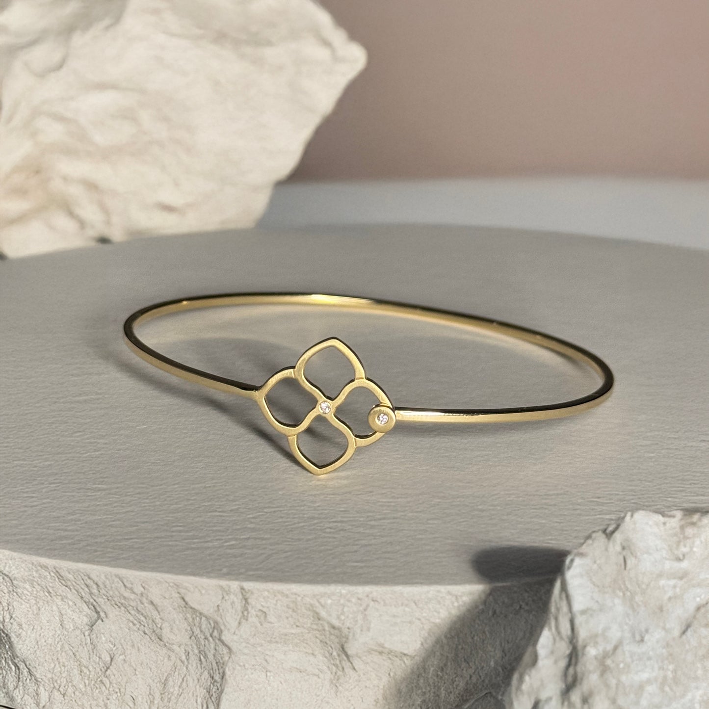 Diamond Gold Bangle Petals of Time Hydrangea Echo