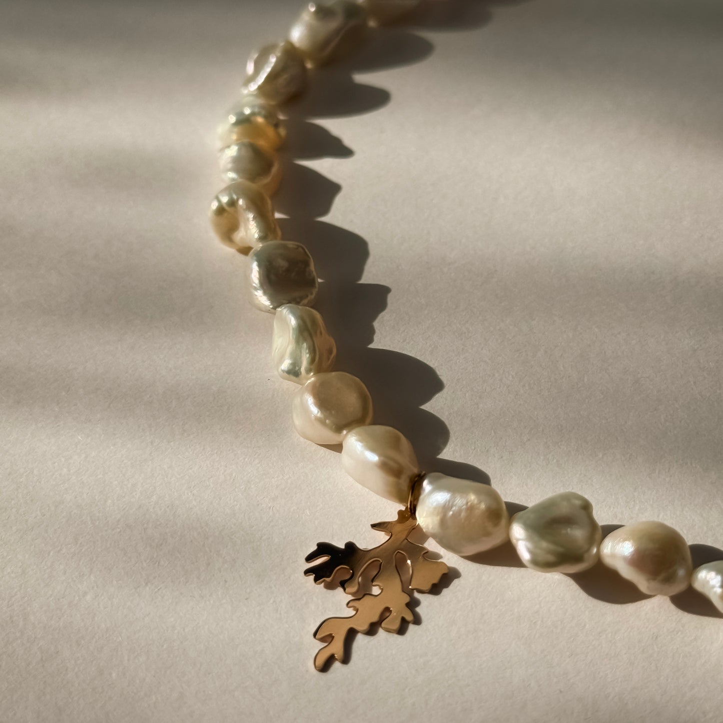 White Pearl Necklace Love in Corals