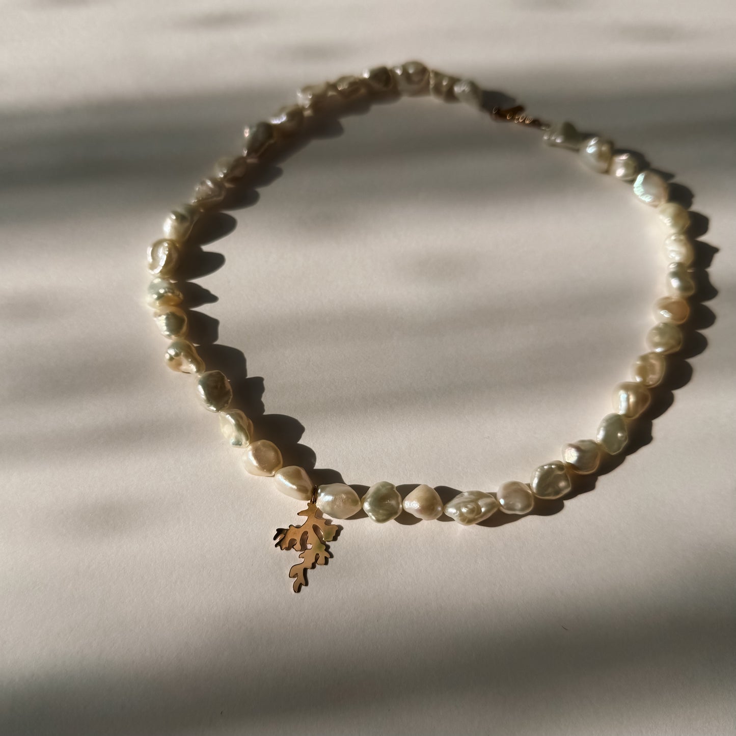 White Pearl Necklace Love in Corals
