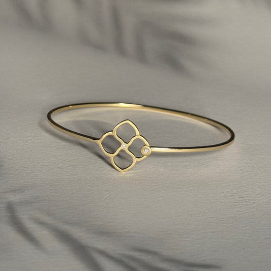Diamond Gold Bangle Petals of Time Hydrangea Echo