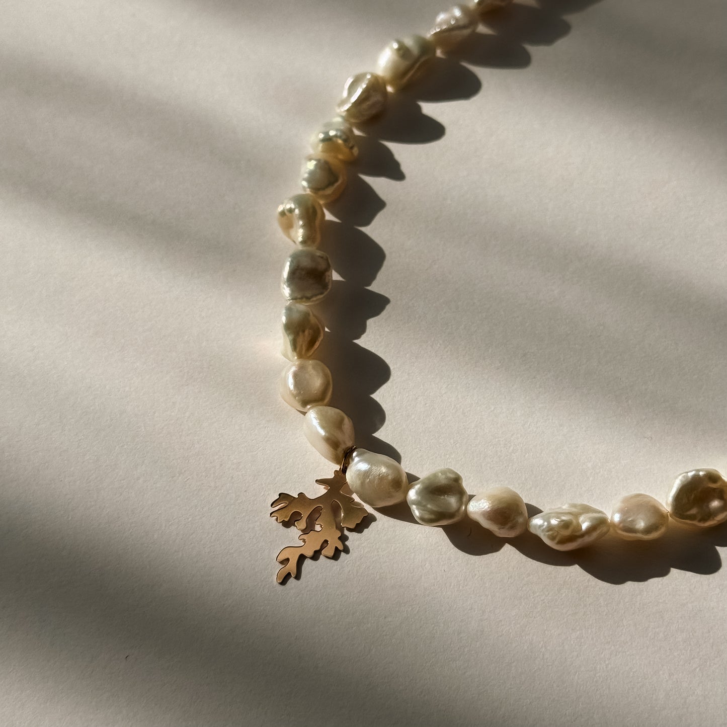 White Pearl Necklace Love in Corals