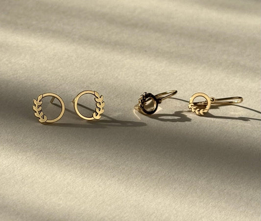 Mommy & Me Ear of Wheat Circle Earrings