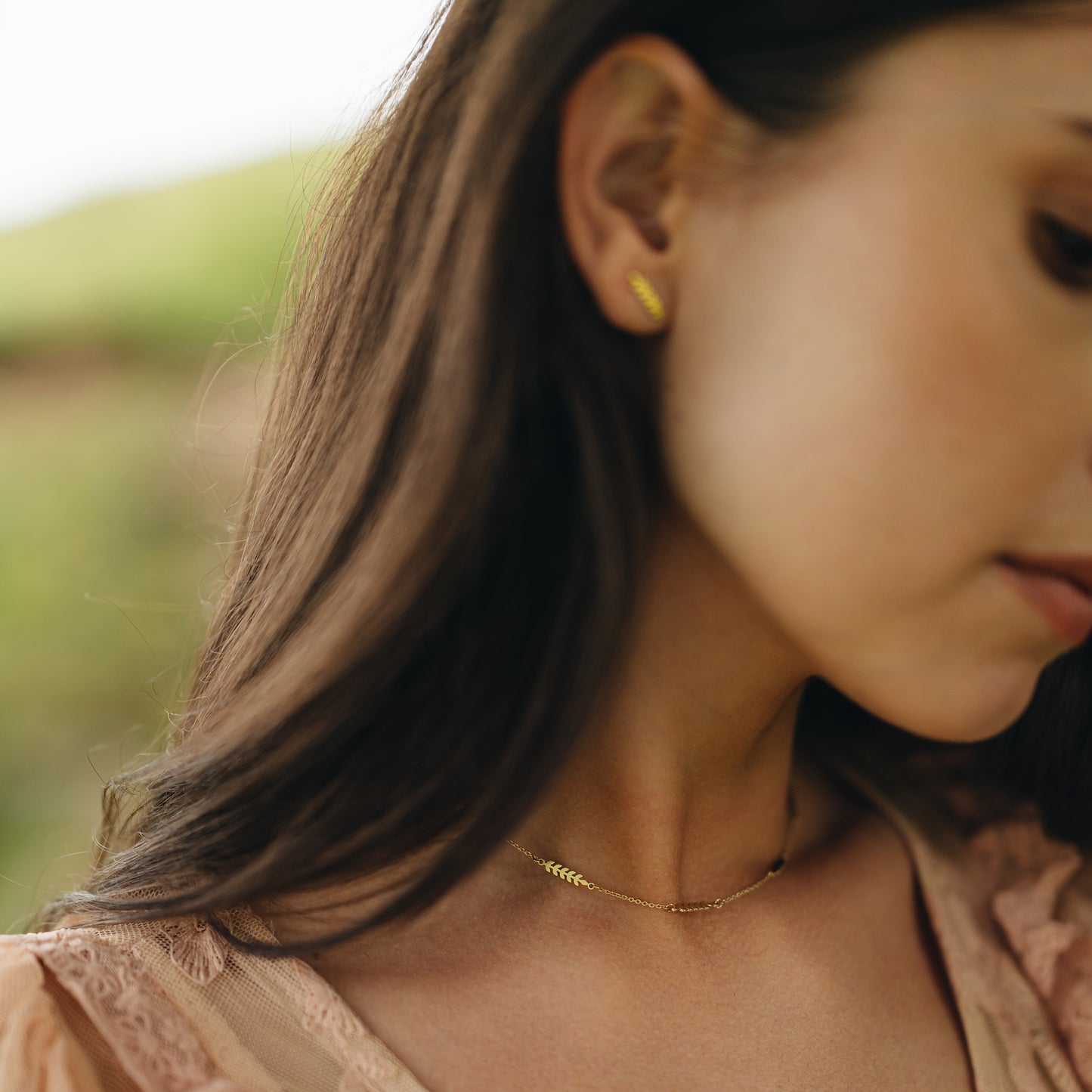 Ear of Wheat Earrings and Necklace Set with 7 Fixed Pieces Ear of Wheat